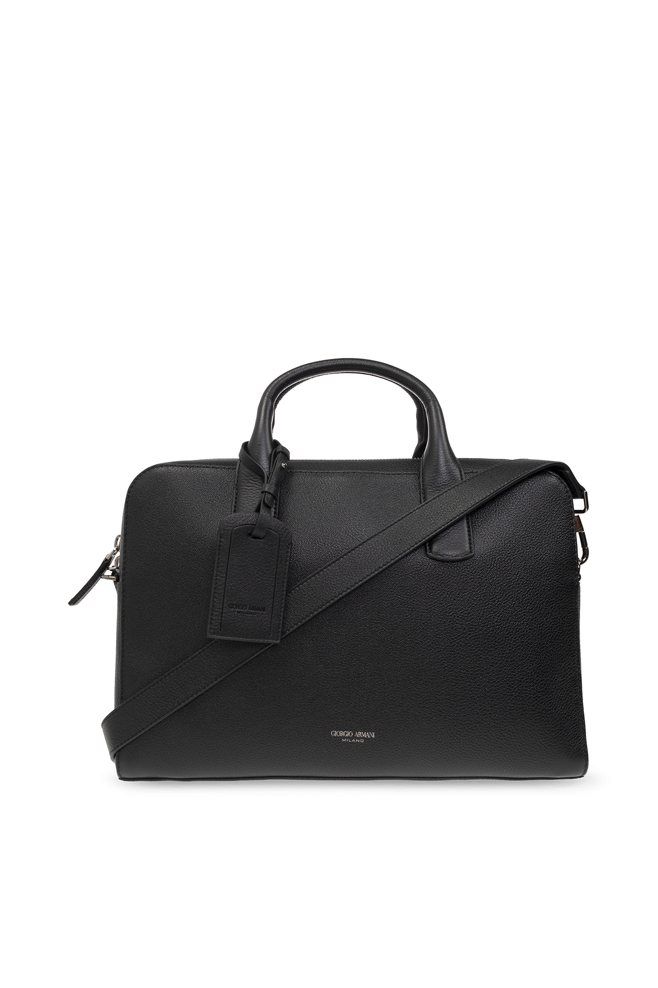 IetpShops Brazil Black Leather briefcase Giorgio Armani